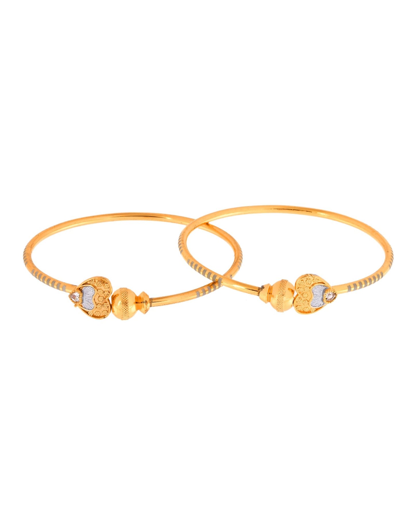 Jewels Nest Gold Finish Heart Motif Bangles For Women | Elegant Daily Wear Pair