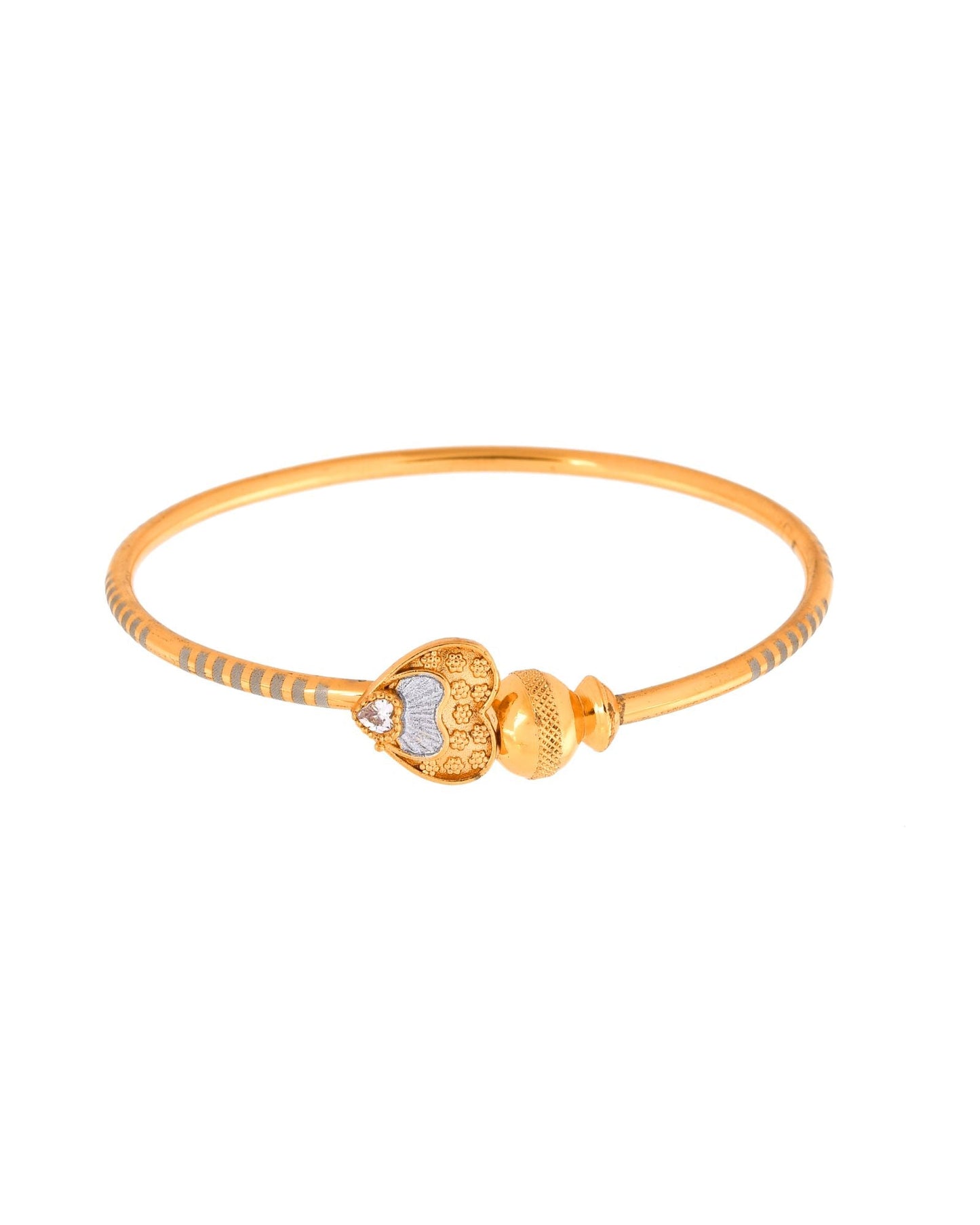 Jewels Nest Gold Finish Heart Motif Bangles For Women | Elegant Daily Wear Pair