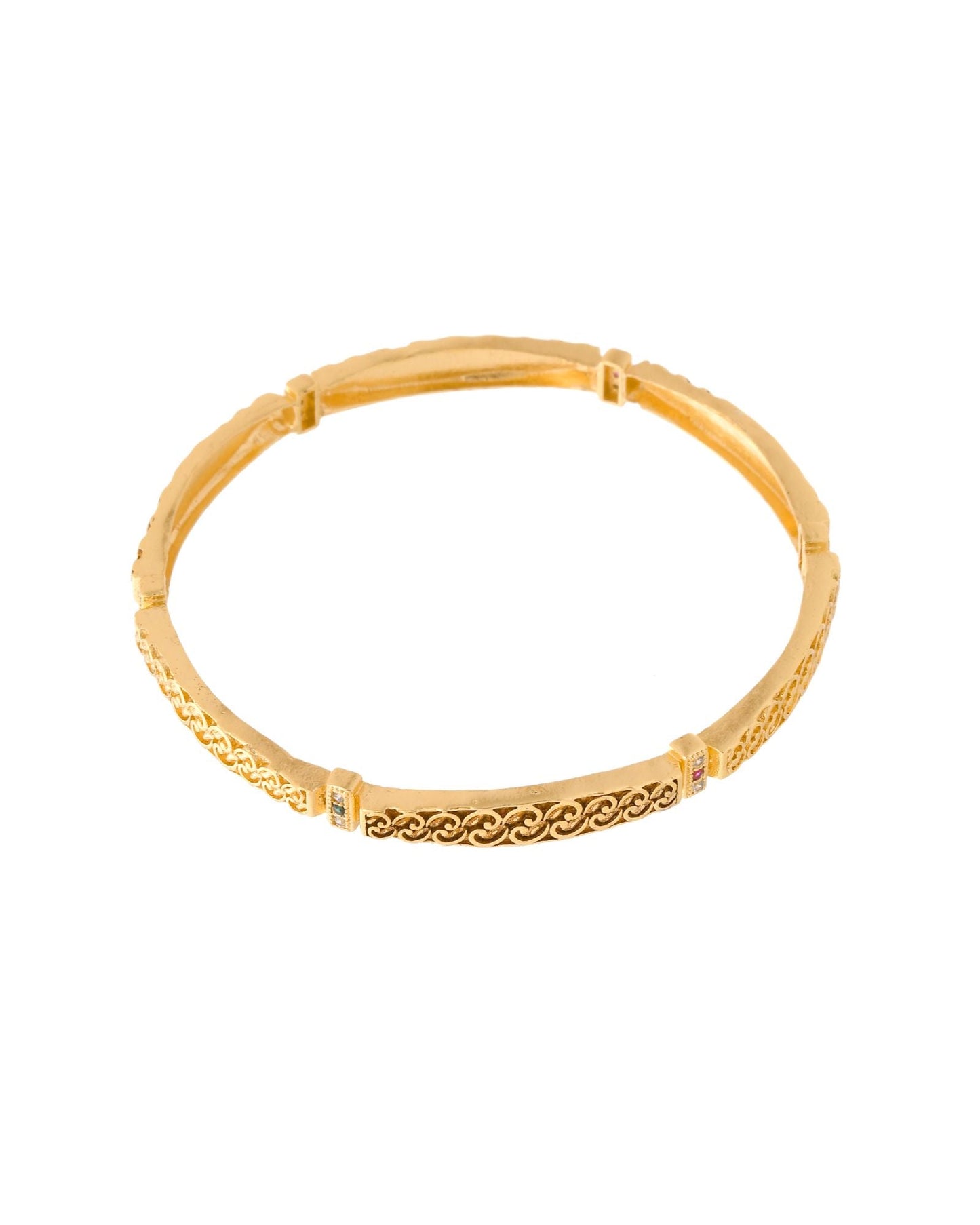 Jewels Nest Gold Finish Filigree Design Bangles For Women | Traditional Designer Pair