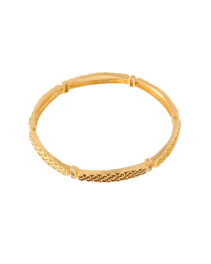 Jewels Nest Gold Finish Filigree Design Bangles For Women | Traditional Designer Pair