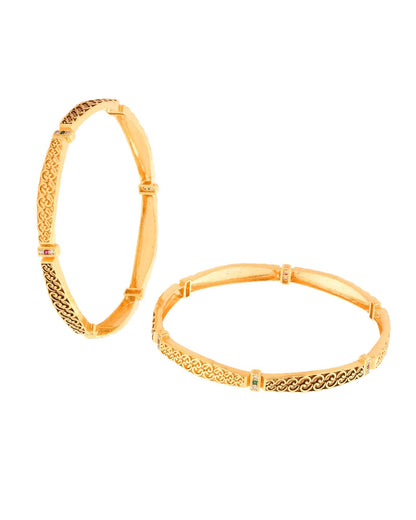 Jewels Nest Gold Finish Filigree Design Bangles For Women | Traditional Designer Pair