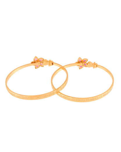 Jewels Nest Gold Finish Floral Stone Bangles For Women | Traditional Designer Pair