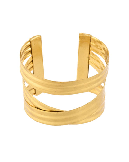 Jewels Nest Gold-Tone Layered Statement Cuff Bracelet For Women