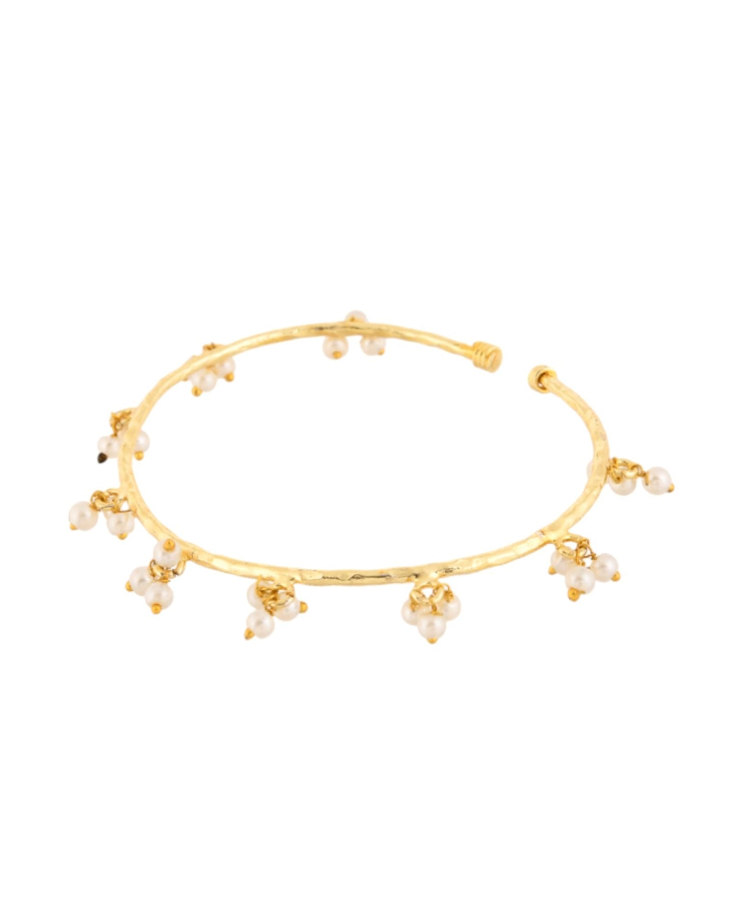 Jewels Nest Gold-Tone Pearl Charm Adjustable Kada Bracelet For Women