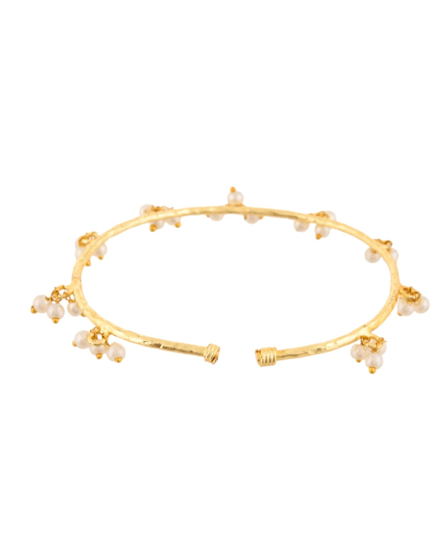 Jewels Nest Gold-Tone Pearl Charm Adjustable Kada Bracelet For Women