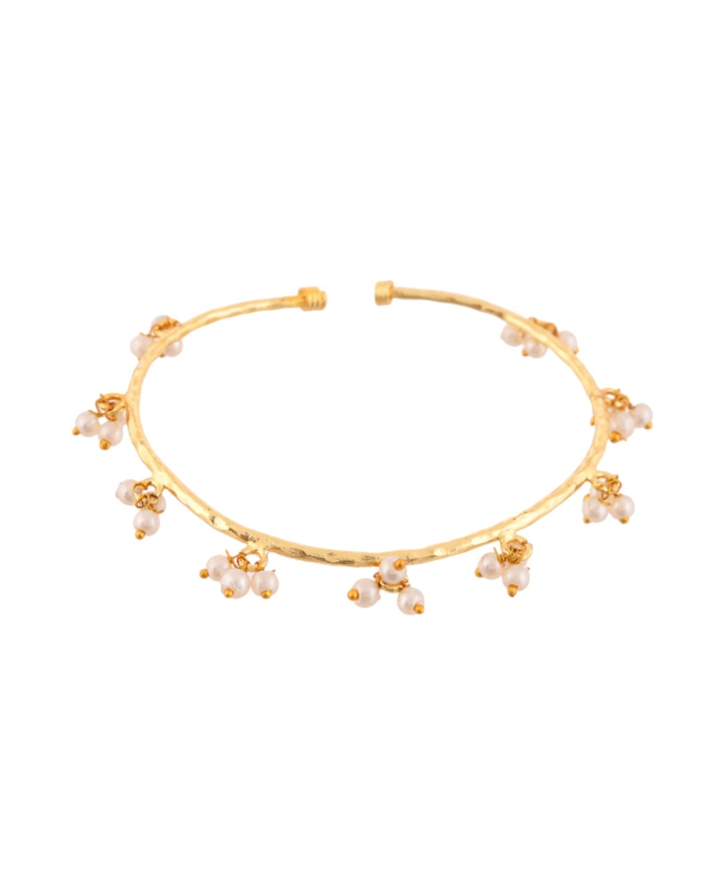Jewels Nest Gold-Tone Pearl Charm Adjustable Kada Bracelet For Women