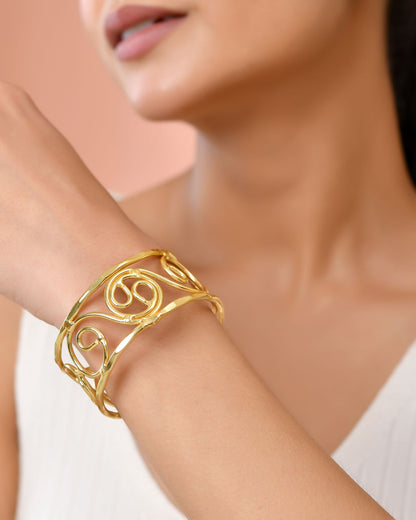 Jewels Nest Gold-Tone Spiral Open Cuff Bracelet For Women