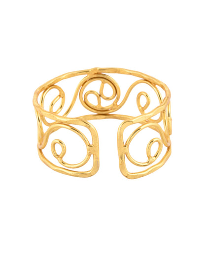 Jewels Nest Gold-Tone Spiral Open Cuff Bracelet For Women