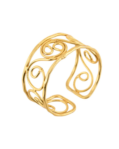 Jewels Nest Gold-Tone Spiral Open Cuff Bracelet For Women