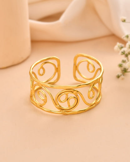 Jewels Nest Gold-Tone Spiral Open Cuff Bracelet For Women