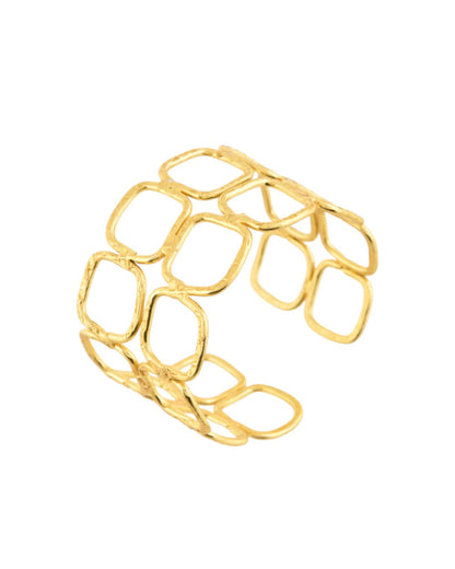 Jewels Nest Gold-Tone Geometric Link Cuff Bracelet For Women
