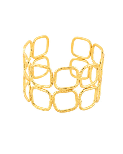 Jewels Nest Gold-Tone Geometric Link Cuff Bracelet For Women