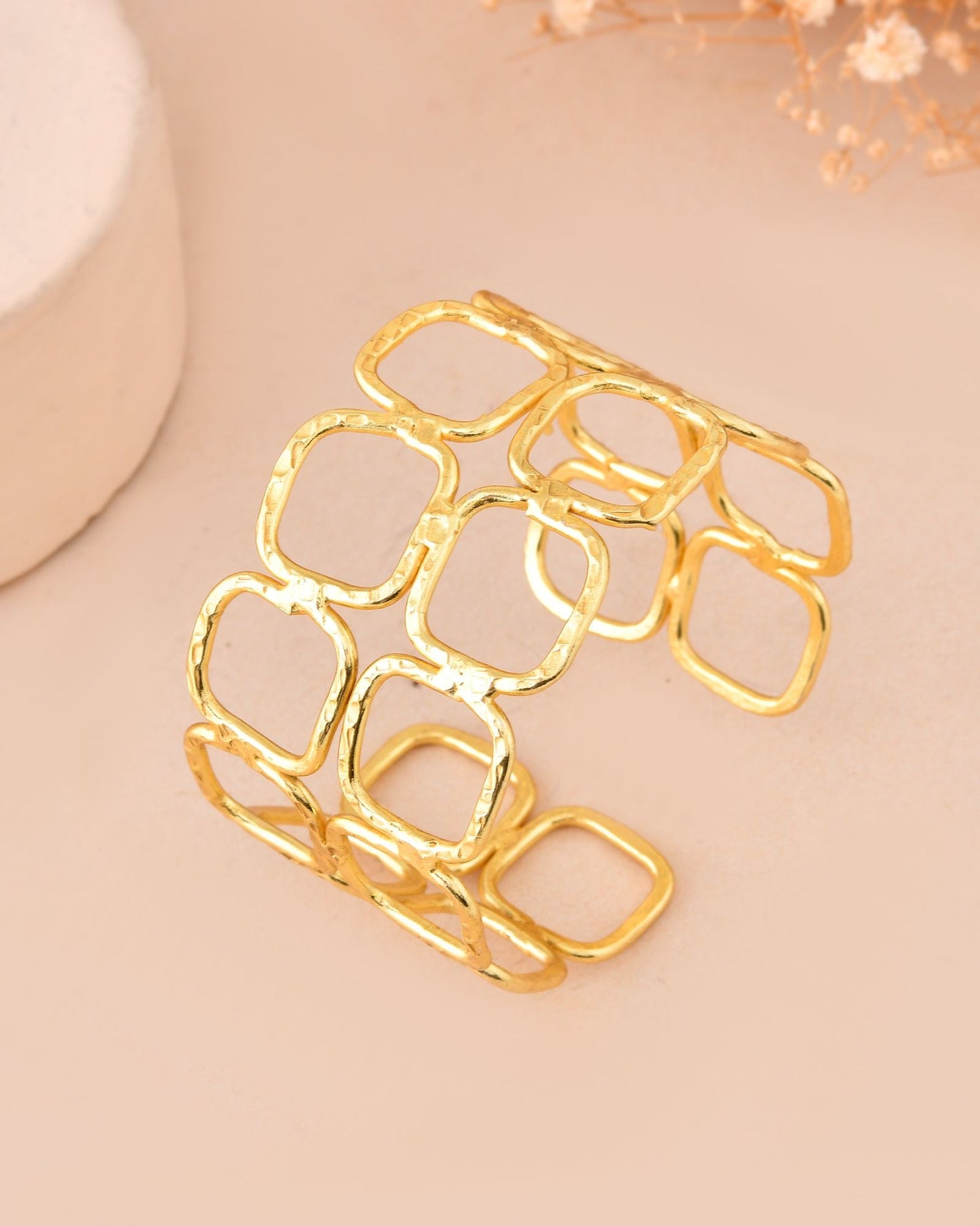 Jewels Nest Gold-Tone Geometric Link Cuff Bracelet For Women