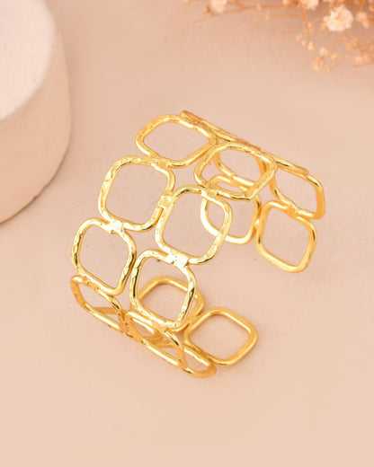 Jewels Nest Gold-Tone Geometric Link Cuff Bracelet For Women