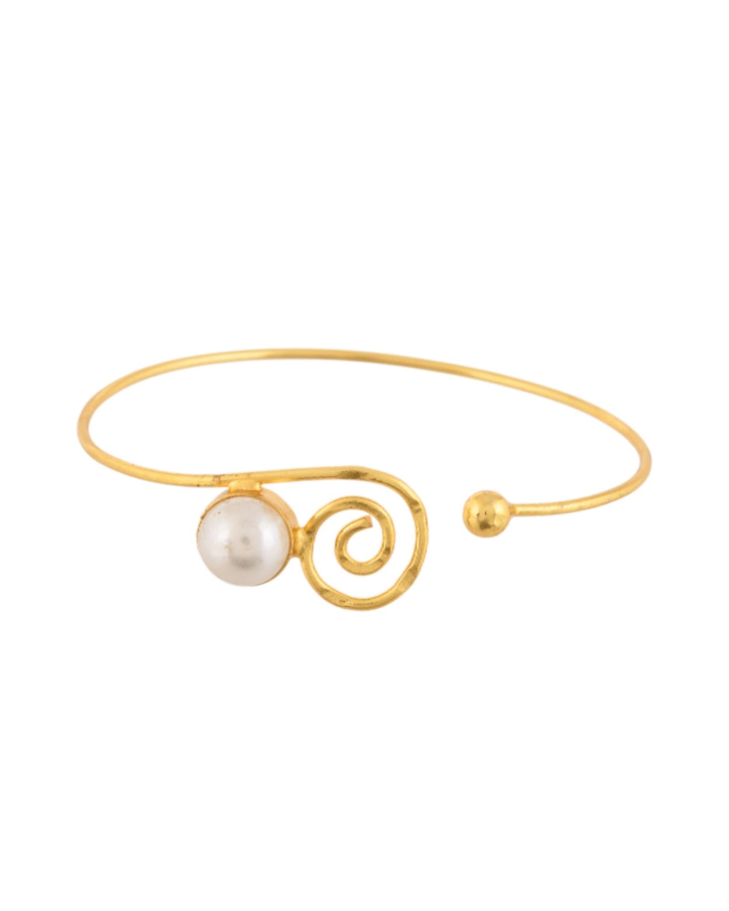 Jewels Nest Gold-Tone Pearl Detail Swirl Cuff Bracelet For Women