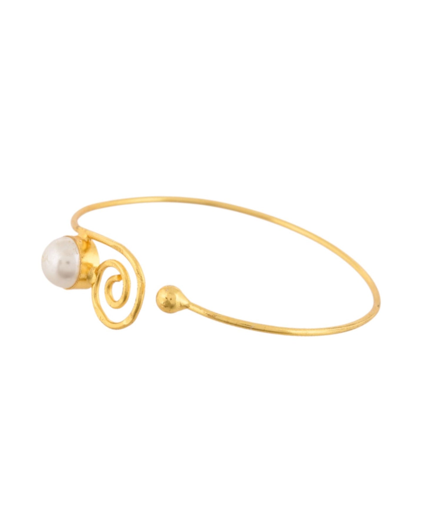 Jewels Nest Gold-Tone Pearl Detail Swirl Cuff Bracelet For Women