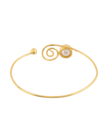 Jewels Nest Gold-Tone Pearl Detail Swirl Cuff Bracelet For Women