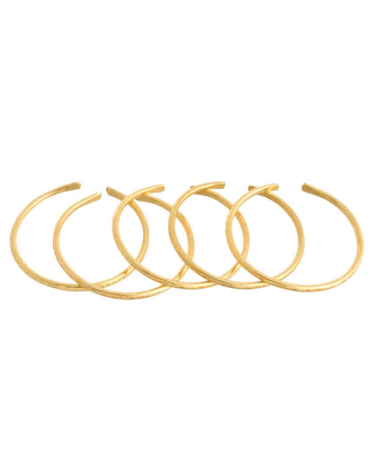 Jewels Nest Gold-Tone Textured Open Cuff Bangles Set For Women (Set Of 6)