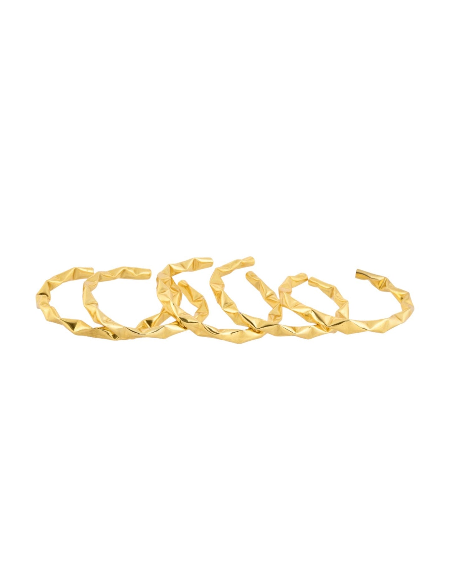 Jewels Nest Gold-Tone Crinkle Textured Open Bangles Set For Women