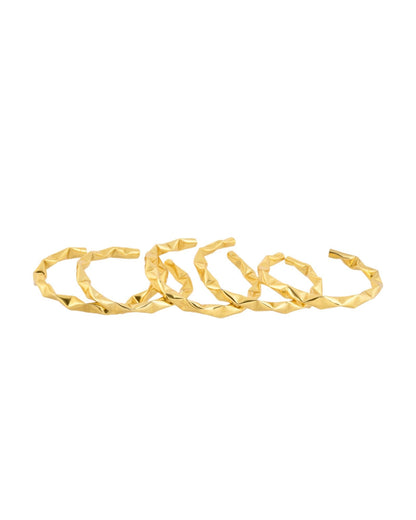 Jewels Nest Gold-Tone Crinkle Textured Open Bangles Set For Women