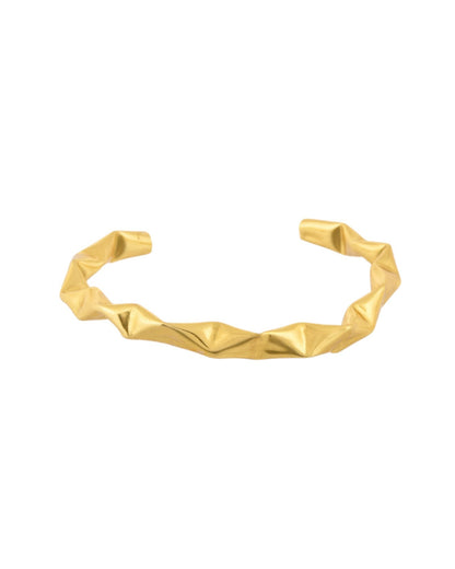 Jewels Nest Gold-Tone Crinkle Textured Open Bangles Set For Women