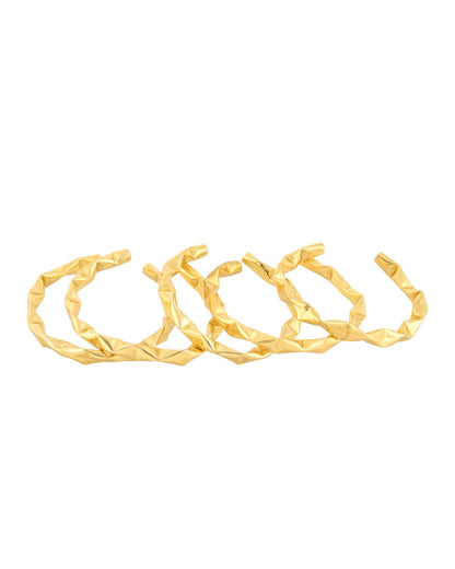Jewels Nest Gold-Tone Organic Textured Open Bangles Set For Women