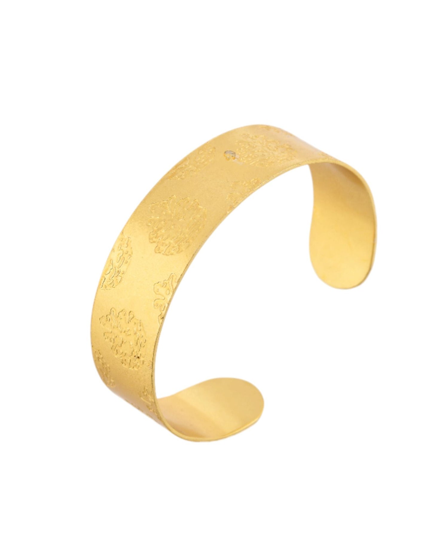 Jewels Nest Gold-Tone Engraved Wide Cuff Bangle For Women