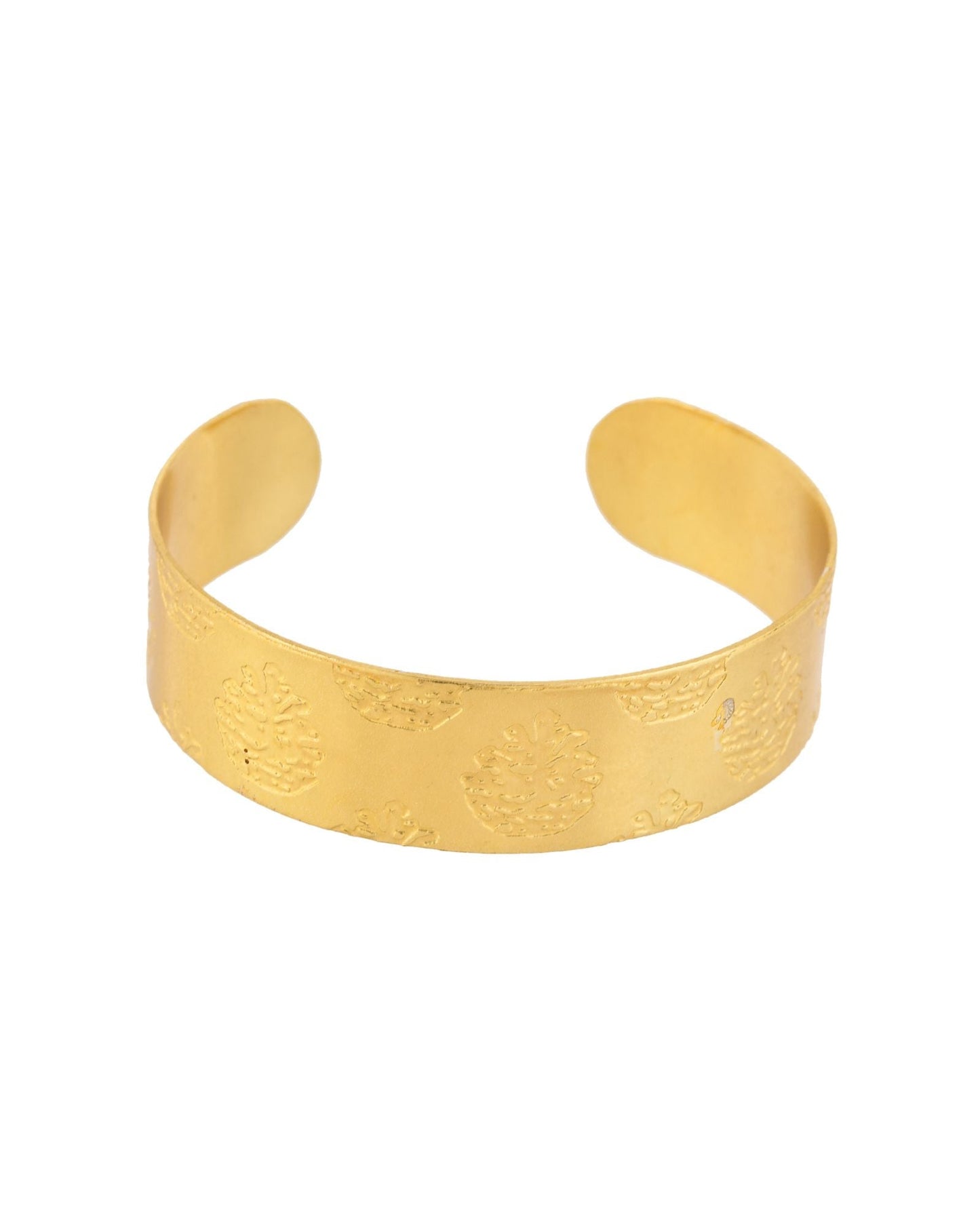 Jewels Nest Gold-Tone Engraved Wide Cuff Bangle For Women
