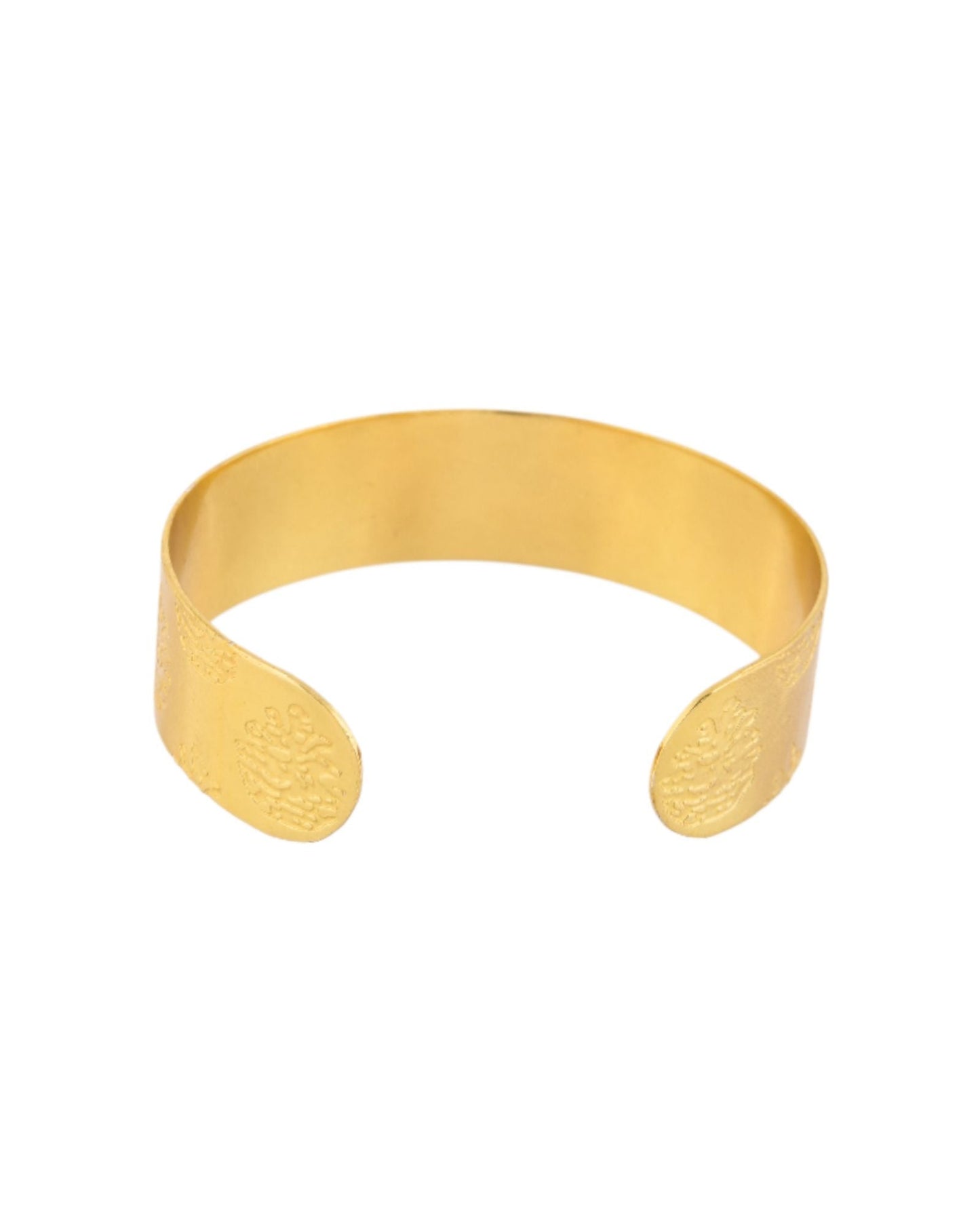 Jewels Nest Gold-Tone Engraved Wide Cuff Bangle For Women