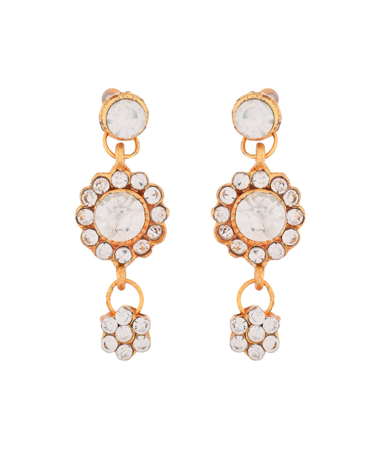 Jewels Nest Glamorous Gold-Plated Crystal Bridal Necklace Set with Earrings & Maang Tikka