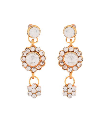 Jewels Nest Glamorous Gold-Plated Crystal Bridal Necklace Set with Earrings & Maang Tikka