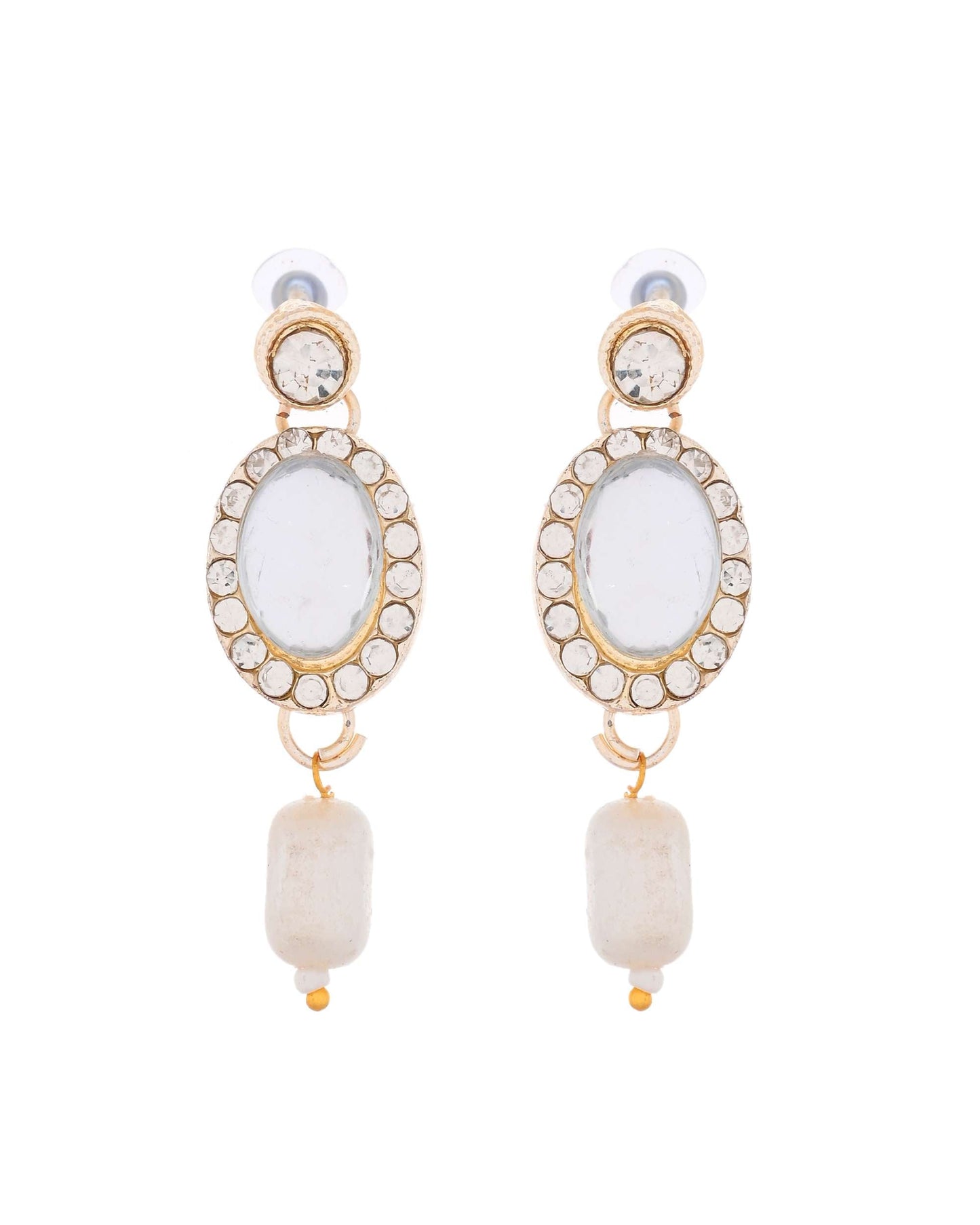 Jewels Nest Elegant White Stone & Pearl Choker Necklace Set with Earrings – Bridal & Festive Wear