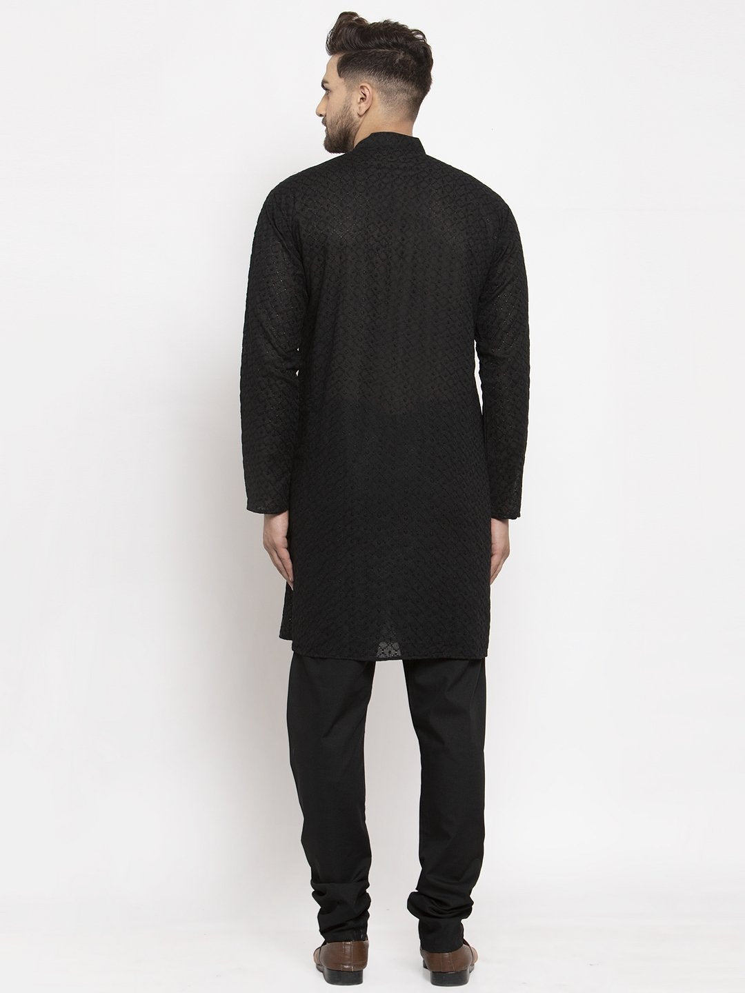 Jompers Men Black Chikan Kurta Only