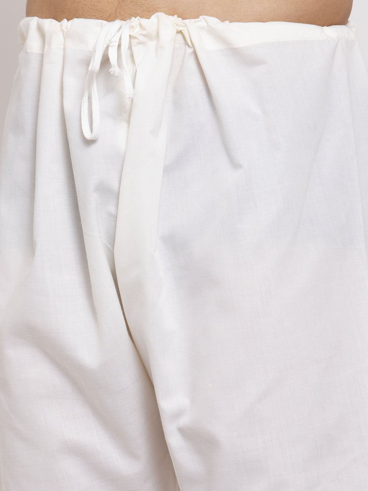 Jompers Men Cream Embroidered Kurta with Pyjamas