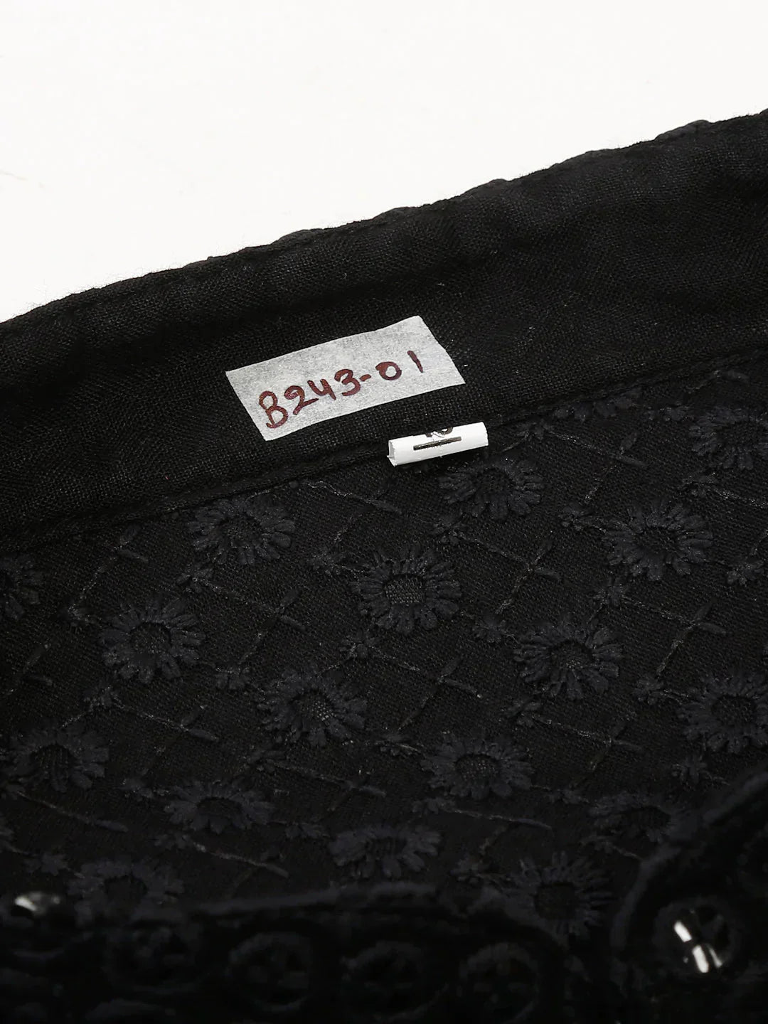 Jompers Men's Black Chikankari Embroidered and Sequence Kurta with Churidar