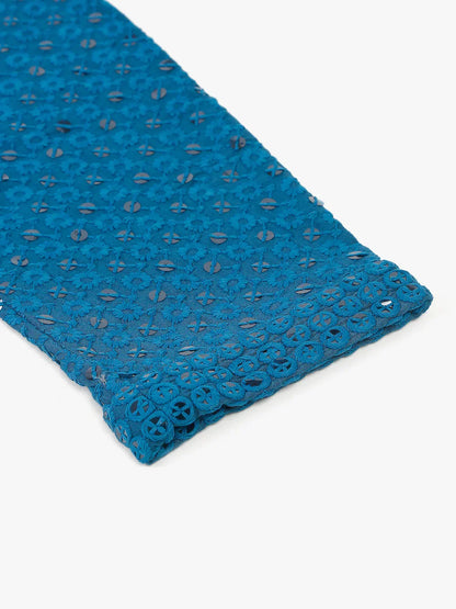 Jompers Men's Blue Chikankari Embroidered and Sequence Kurta with Churidar