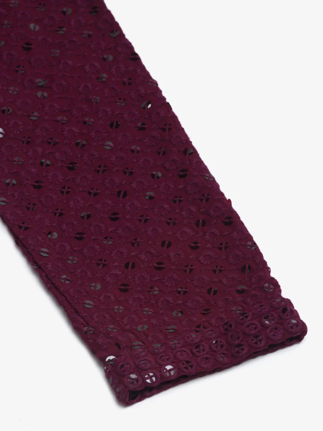 Jompers Men's Purple Chikankari Embroidered and Sequence Kurta with Churidar