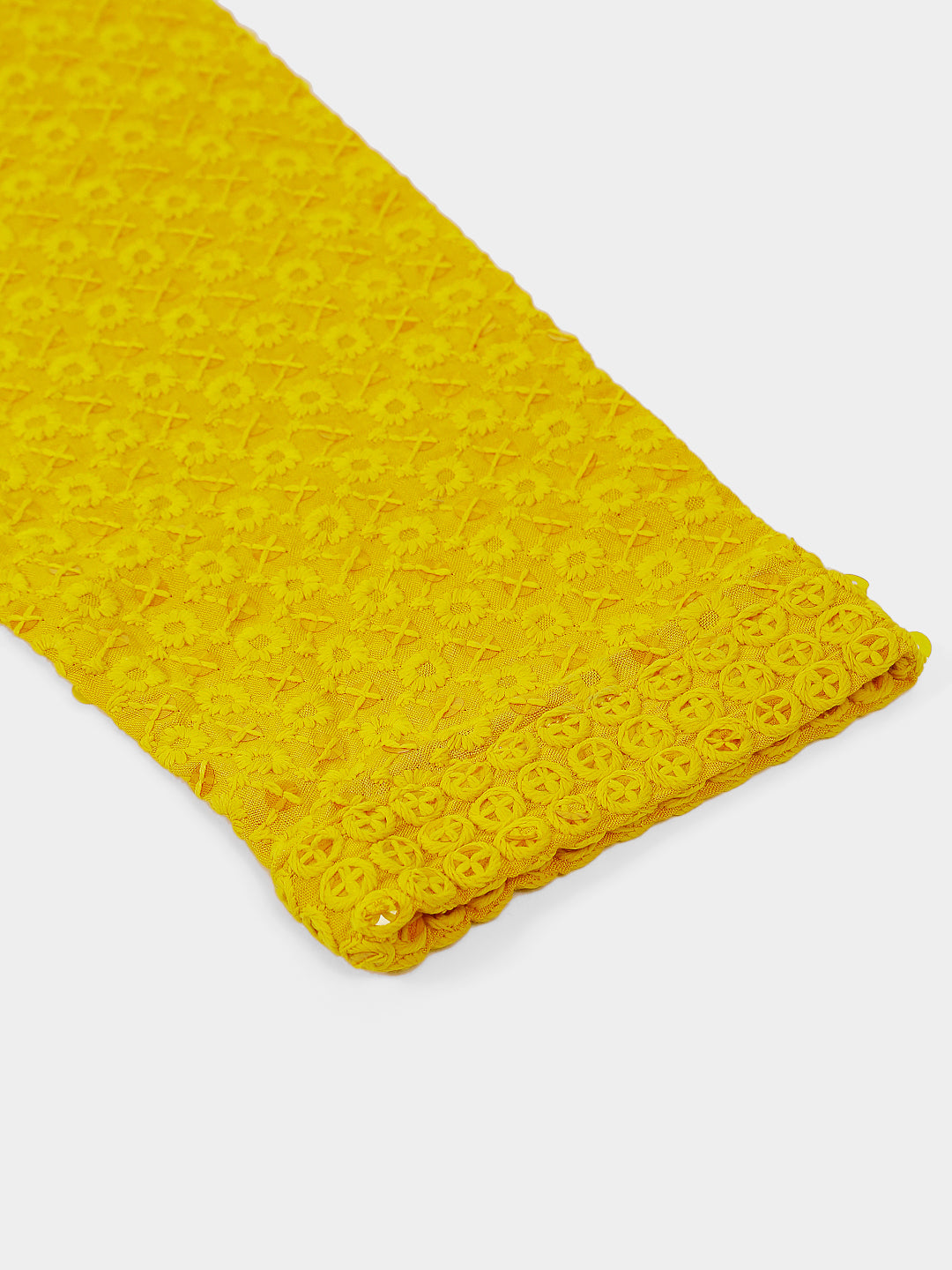 Jompers Men's Yellow Chikankari Embroidered and Sequence Kurta with Churidar