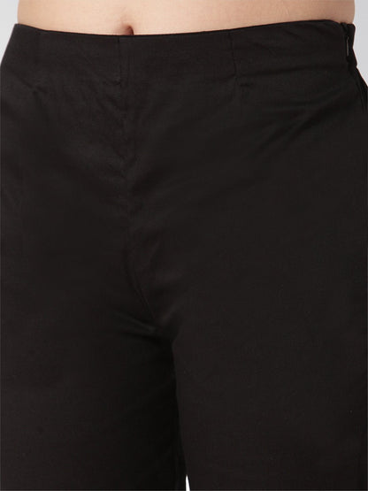 Jompers Women Black Smart Slim Fit Solid Regular Trousers