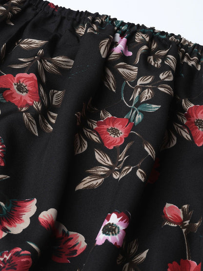 Jompers Women Black Printed Bardot Top