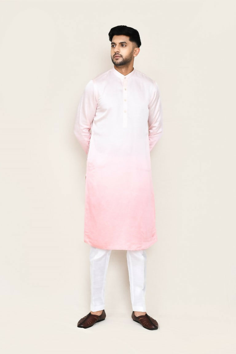 Joban Fashion White Colored Satin Silk Fabric Kurta,Straight Fit Pant