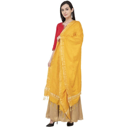 A R Silk Golden Border Regular Dupatta Color Yellow Dupatta or Chunni