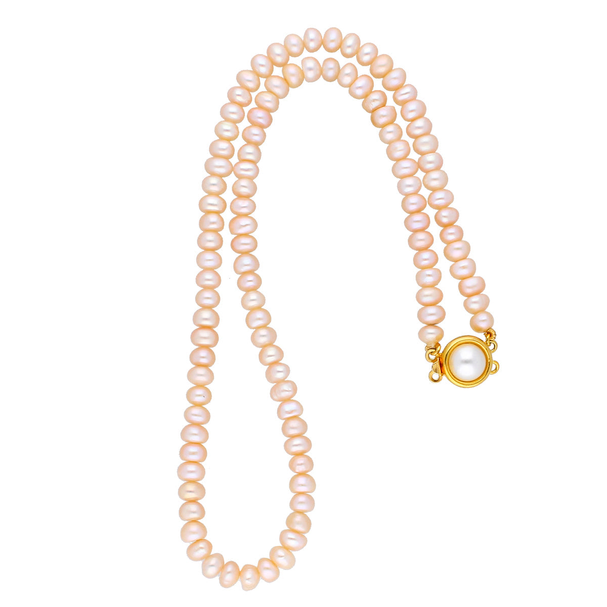 J Pearls New Single Line Peach Pearl Necklace - Real Pearl Jewelry