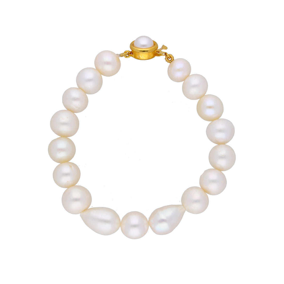 J Pearls Single Line White Pearl Bracelet - Real Pearl Jewelry
