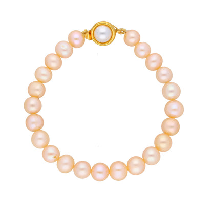 J Pearls Single Line Pink Pearl Bracelet - Real Pearl Jewelry