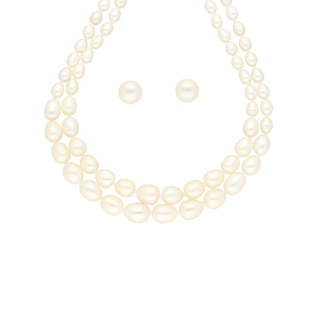 J Pearls 2 Lines Oval Pearl Necklace - Real Pearl Jewelry