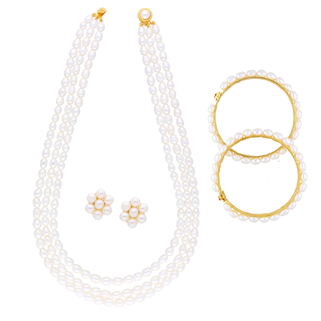 J Pearls 3 String Pearl Necklace - Real Pearl Jewelry