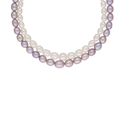 J Pearls Pahal 2 Lines Pearl Necklace Set - Real Pearl Jewelry