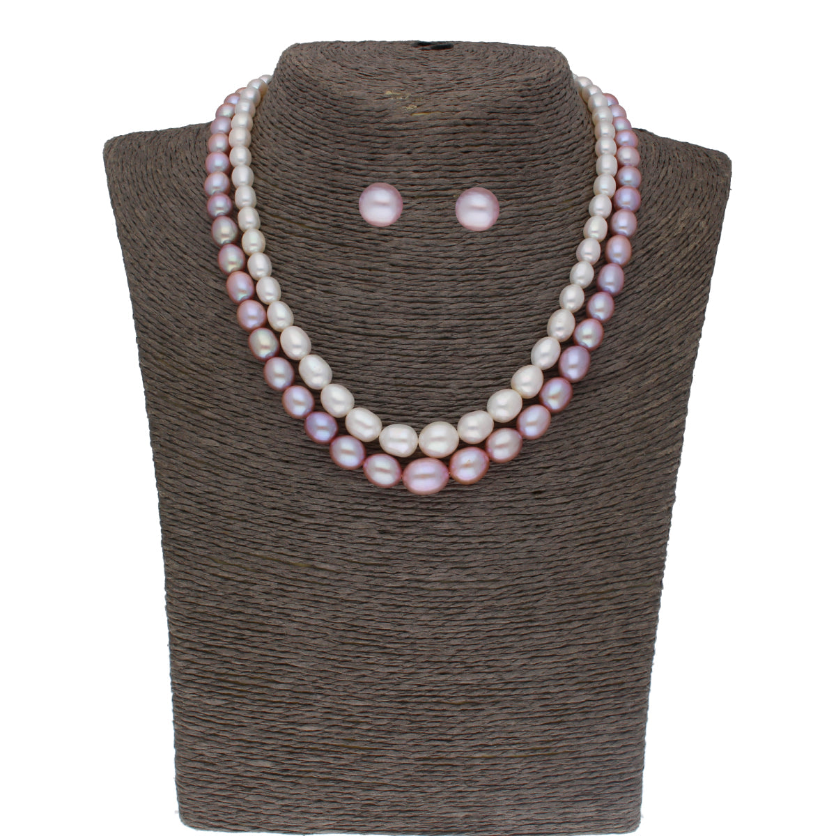 J Pearls Pahal 2 Lines Pearl Necklace Set - Real Pearl Jewelry