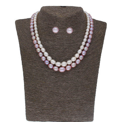 J Pearls Pahal 2 Lines Pearl Necklace Set - Real Pearl Jewelry